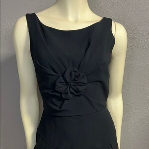 Elegant bcbgmaxazria Black Sleeveless Dress with Floral Detail